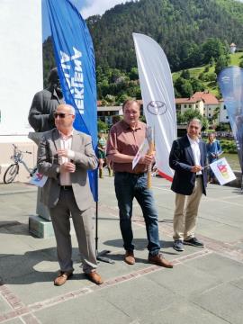 Bogdan Gabrovec, predsednik OKS, župan Franc Zdolšek in Mina Zooullis